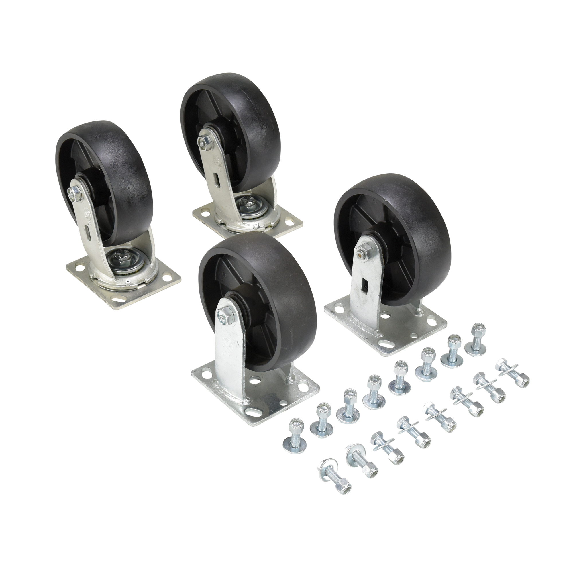 Vestil Glass-Filled Nylon Caster Kit — 6in. x 2in., 4800-Lb. Capacity, Black, Model# D-CK4-GFN6-2